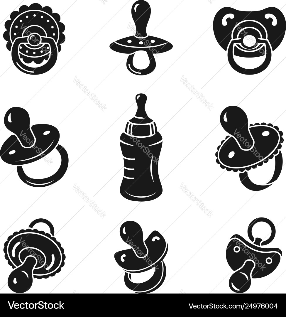 Pacifier icons set simple style Vector Image