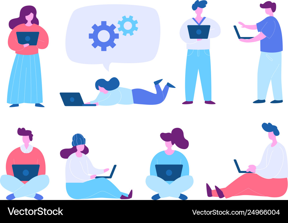People Using Computers & Laptops vector image