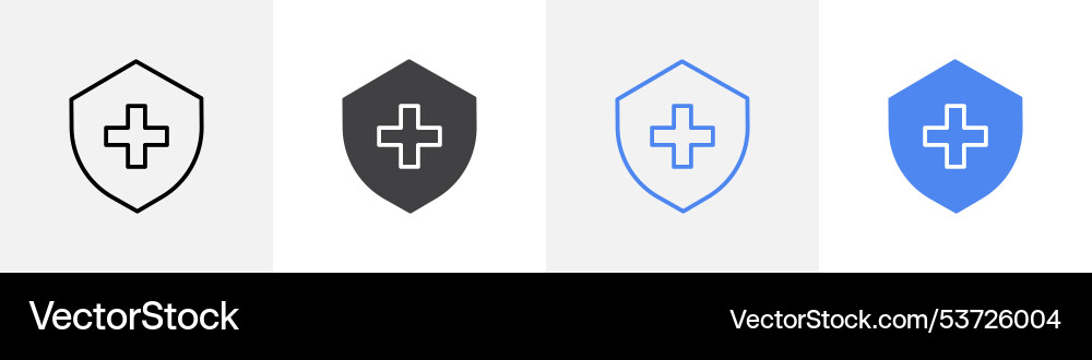 Shield with cross icon set use for web Vector Image