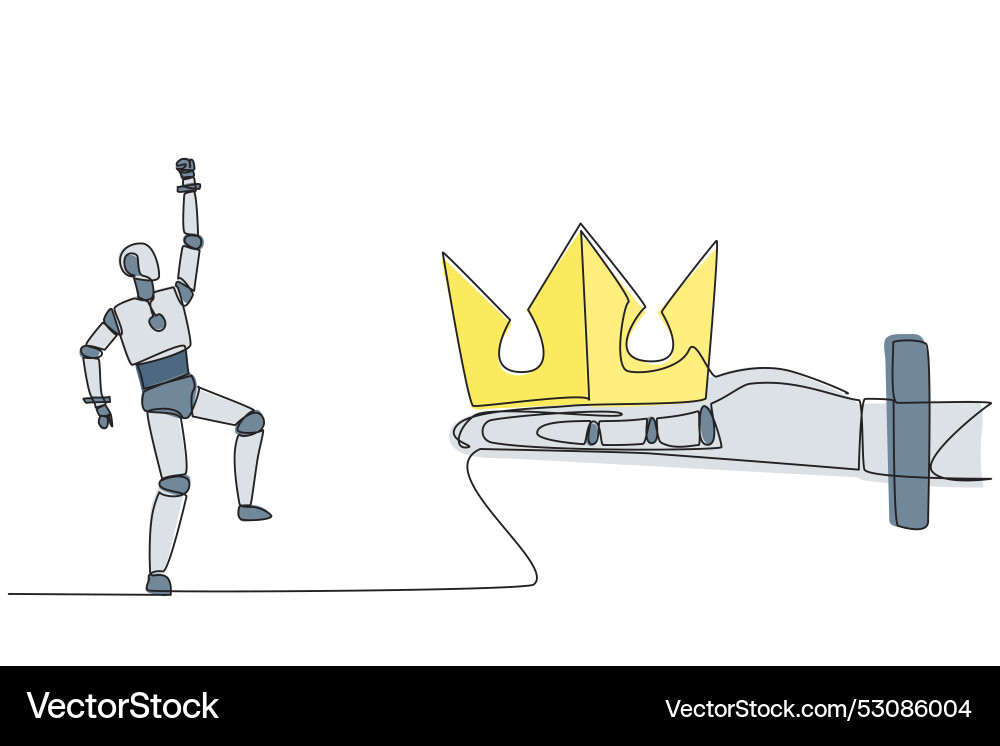 Single continuous line drawing robot happy to get Single continuous line drawing robot happy to get vector image