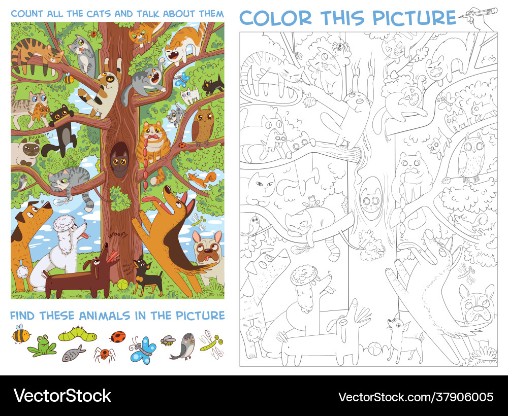 Cats on a Tree - Counting Fun! vector image