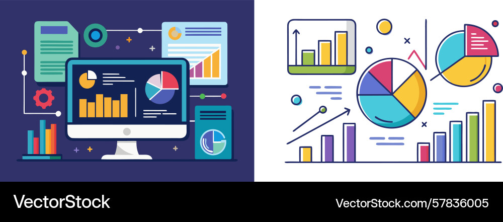 Data analysis dashboard with charts and graphs Data analysis dashboard with charts and graphs vector image