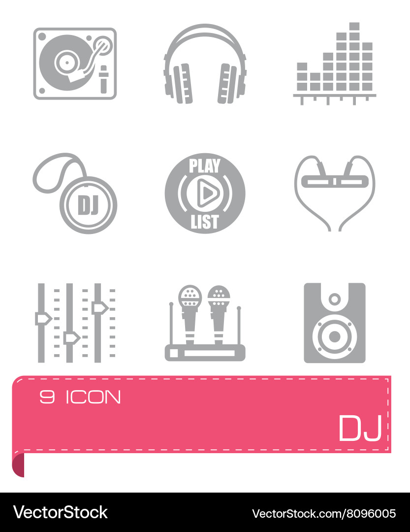 Dj icon set Vector Image