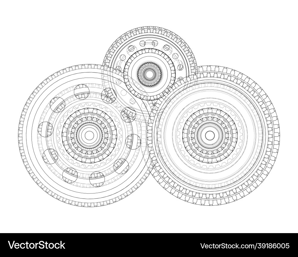 Gearbox sketch rendering of 3d Vector Image
