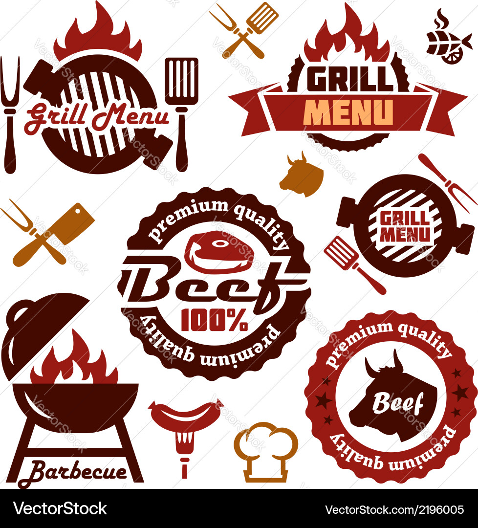 Grilling Menu Icons Set vector image