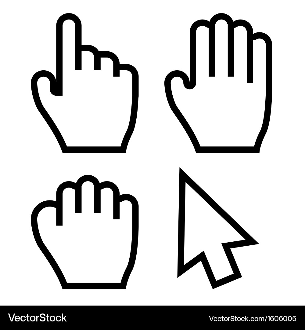 Hand Cursors - Pointer Icons vector image