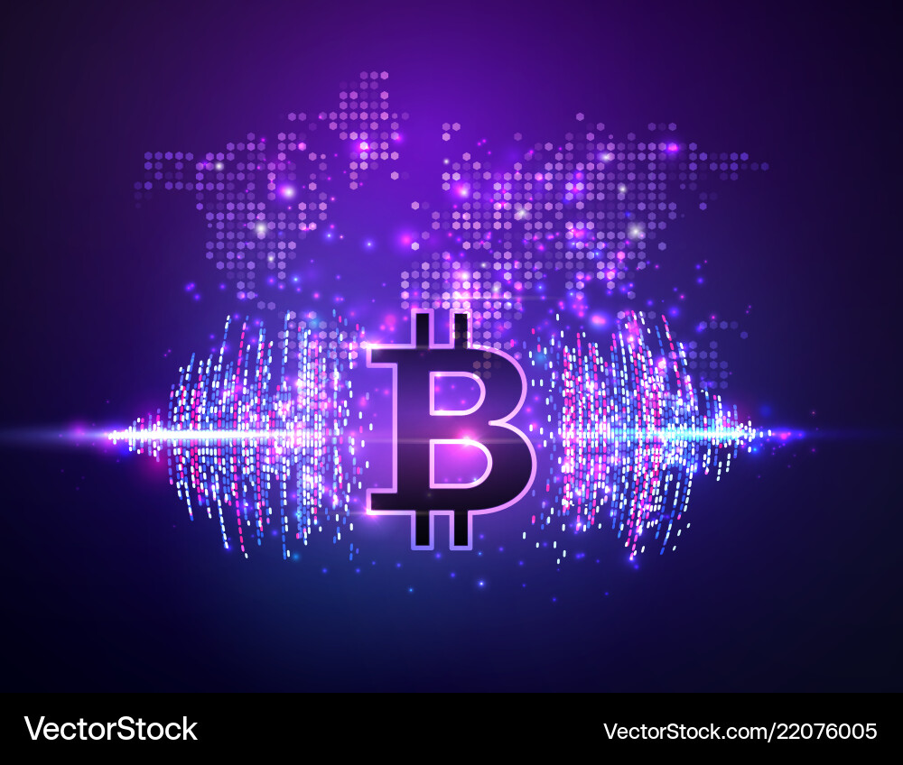Vivid bitcoin mining background global – Royalty-Free Vector | VectorStock