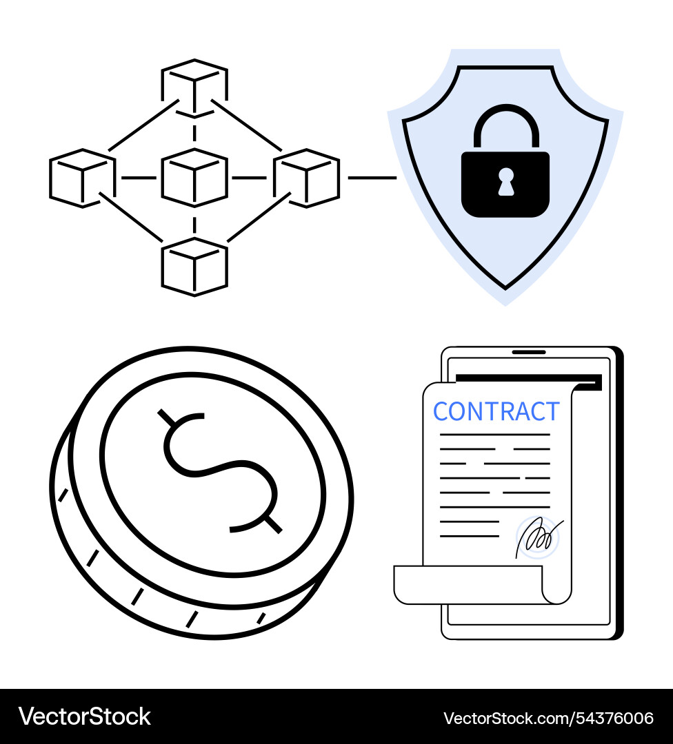 Blockchain technology with secure network digital Blockchain technology with secure network digital vector image