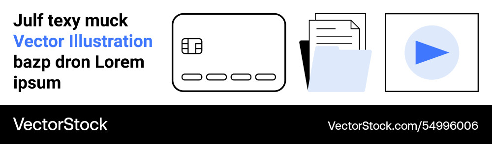 Credit card document folder and play button Credit card document folder and play button vector image