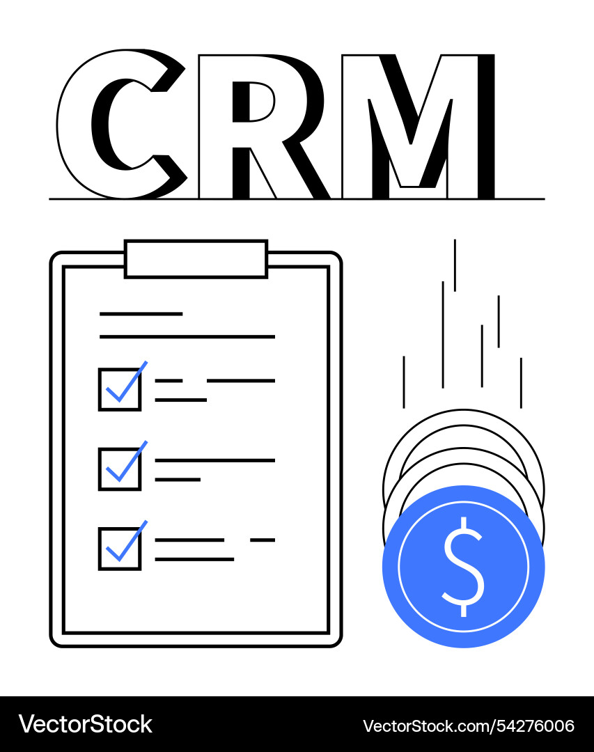 Crm process representation with checklist Crm process representation with checklist Vector Image