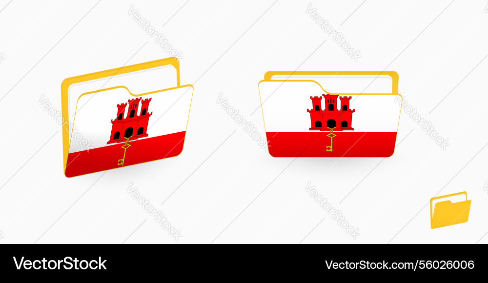 Gibraltar flag on two type of folder icon Vector Image