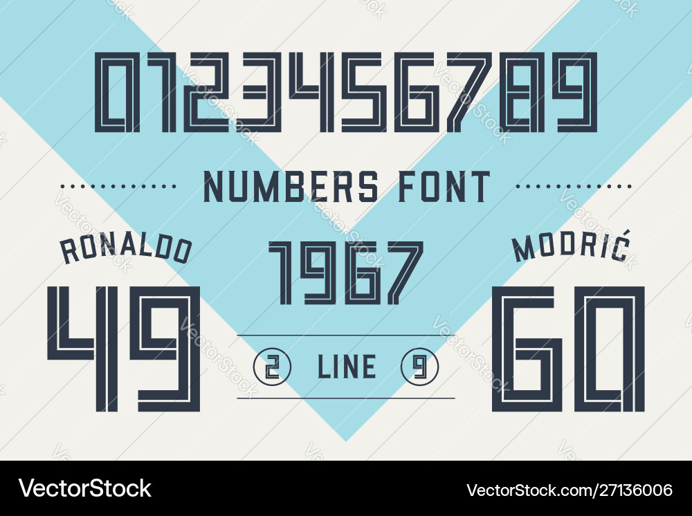 Numbers font sport with and numeric Numbers font sport with and numeric vector image