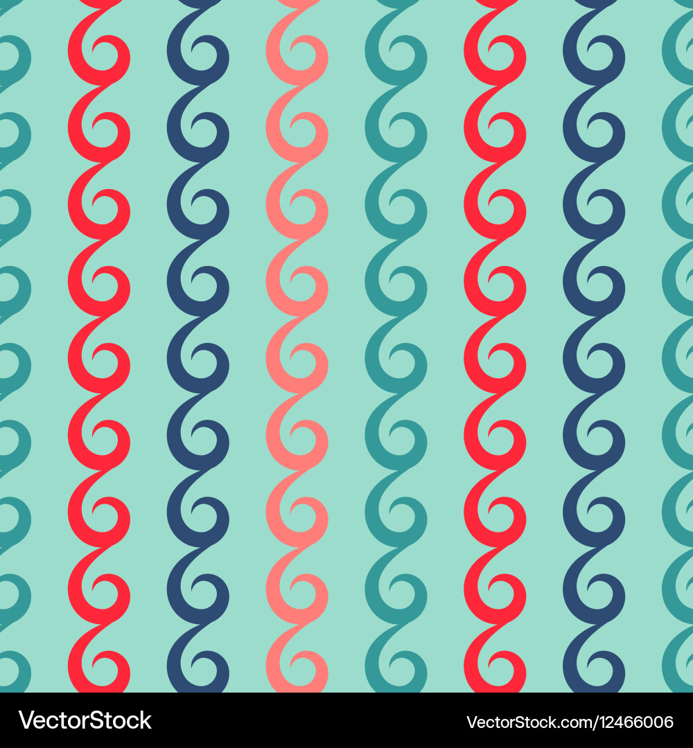 Swirls seamless pattern in retro colors vector image