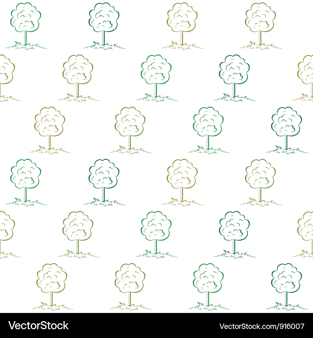 Deciduous tree on a meadow seamless Vector Image