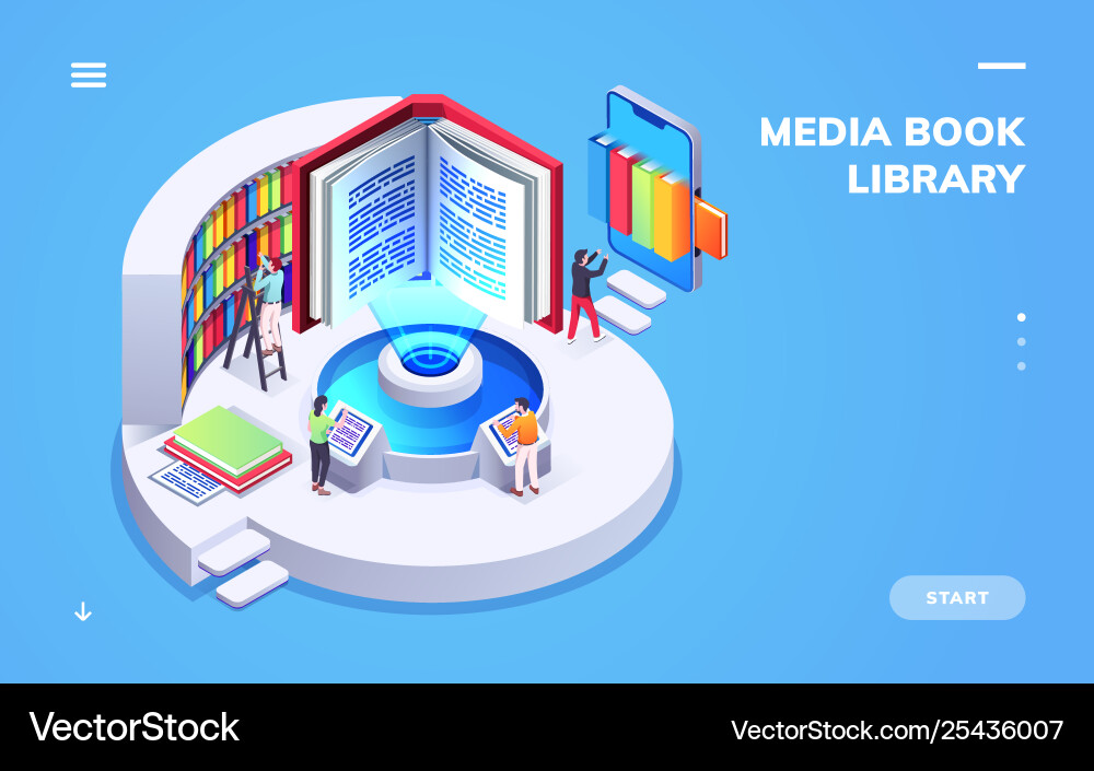Digital Library - Isometric View vector image