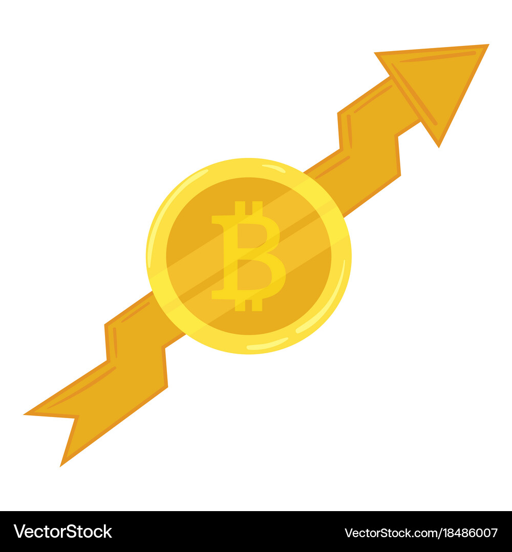 Gold coin bitcoin course going up crypto – Royalty-Free Vector | VectorStock