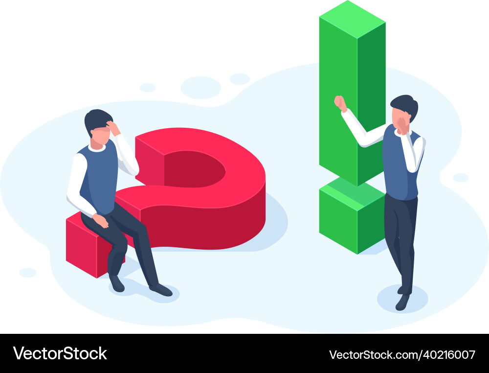 Isometric 3d question and answer faq problem Isometric 3d question and answer faq problem vector image
