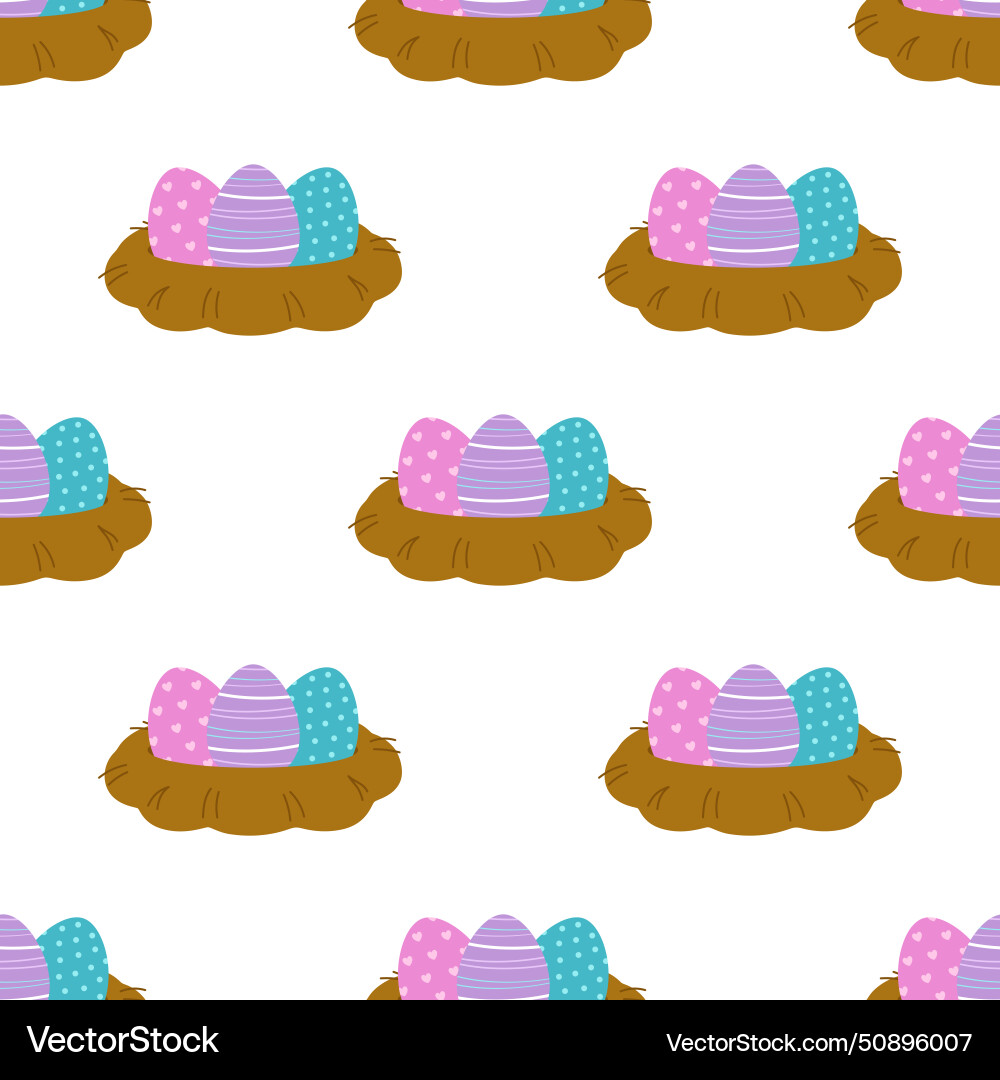 Nest with eggs easter seamless pattern – Royalty-Free Vector | VectorStock