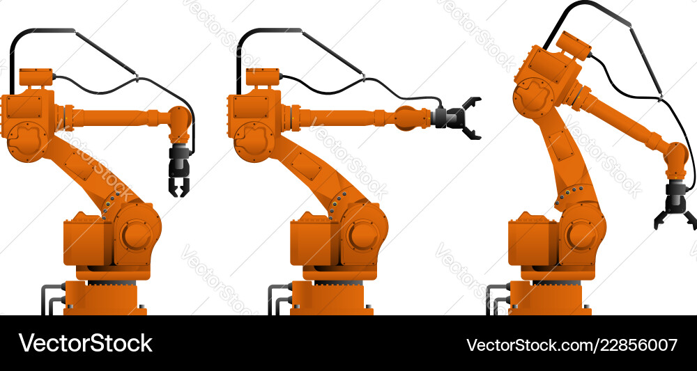 Set of assembly handling robots vector image