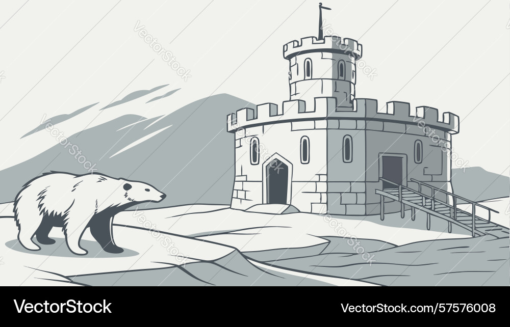 Ancient round castle tower design generative ai Vector Image