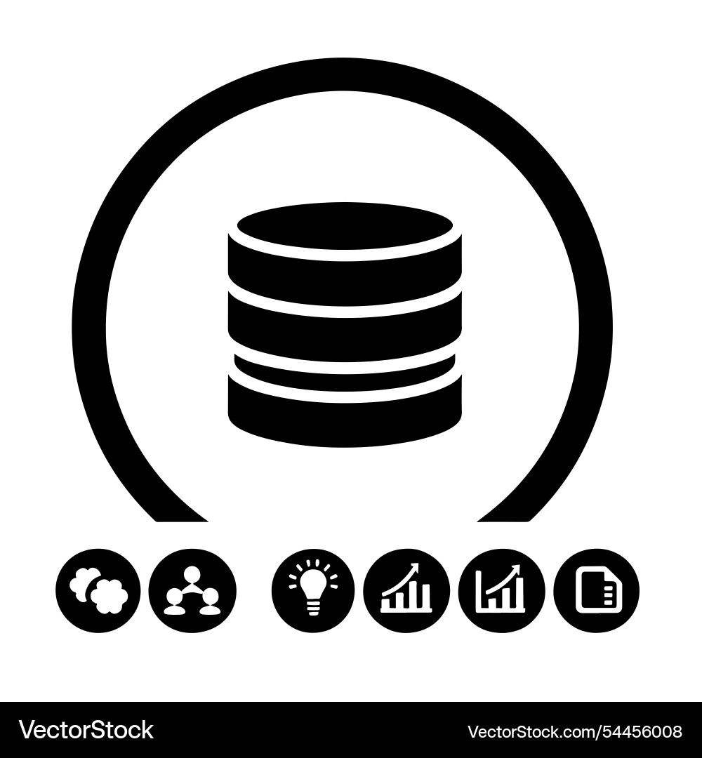 Database icon with growth charts Database icon with growth charts Vector Image