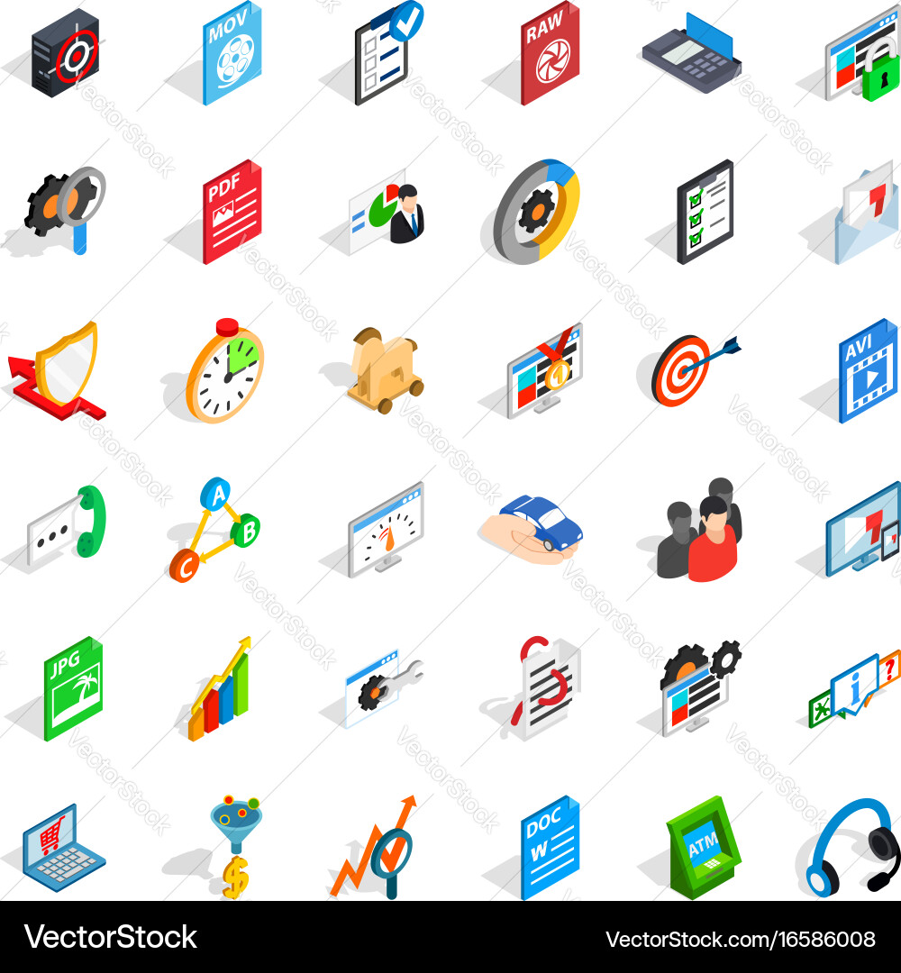 Database icons set isometric style vector image