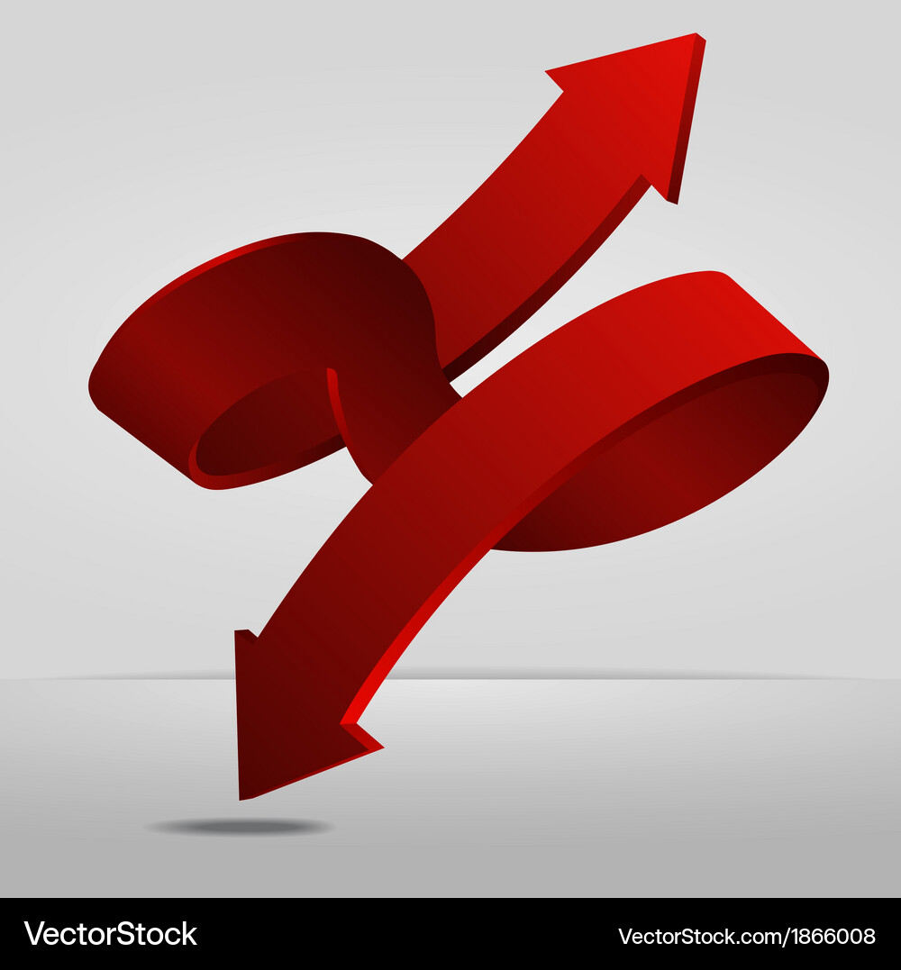 Dual Red Spiral Pointer Arrow Vector Image