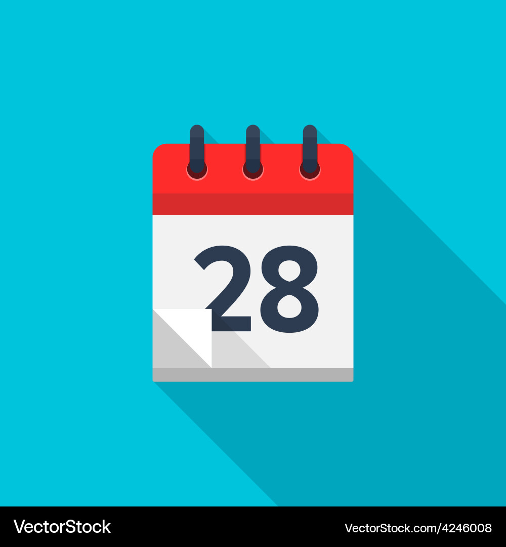 Flat calendar icon date and time background vector image