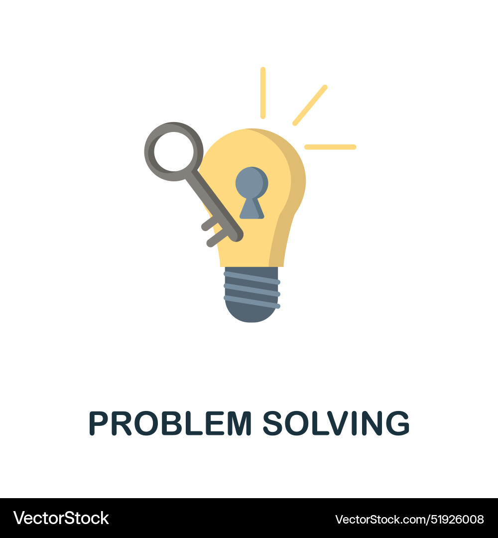 Problem solving flat icon colored sign from Problem solving flat icon colored sign from vector image