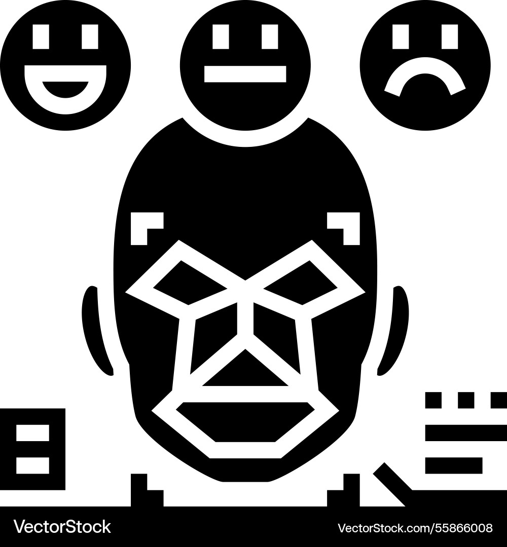 Sentiment analysis face nlp glyph icon vector image