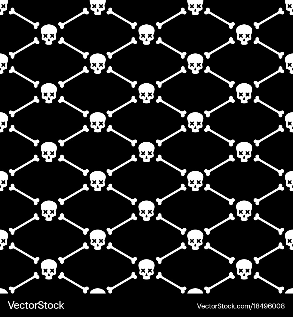 Skull and Bones Seamless Pattern vector image