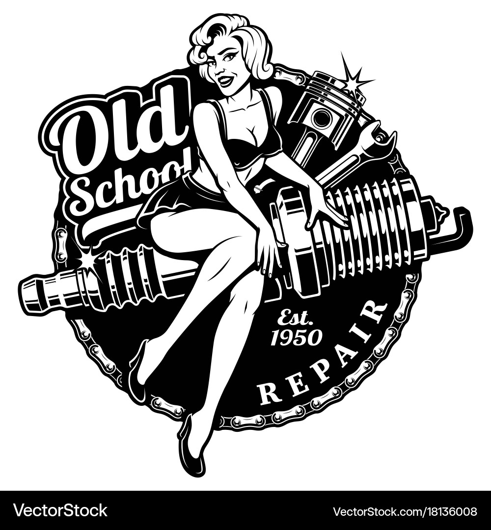 Vintage Spark Plug Pin-Up vector image