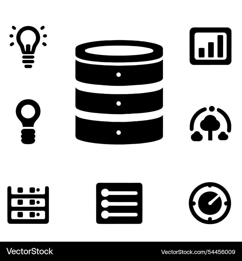 Database icons set Database icons set vector image