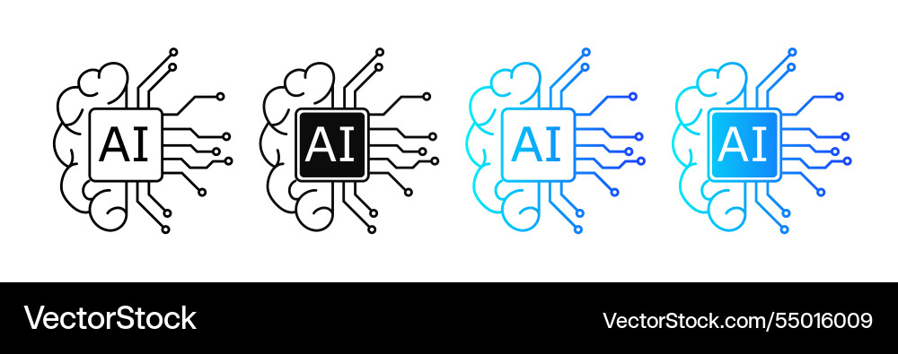 Digital brain logo with circuits for ai Vector Image