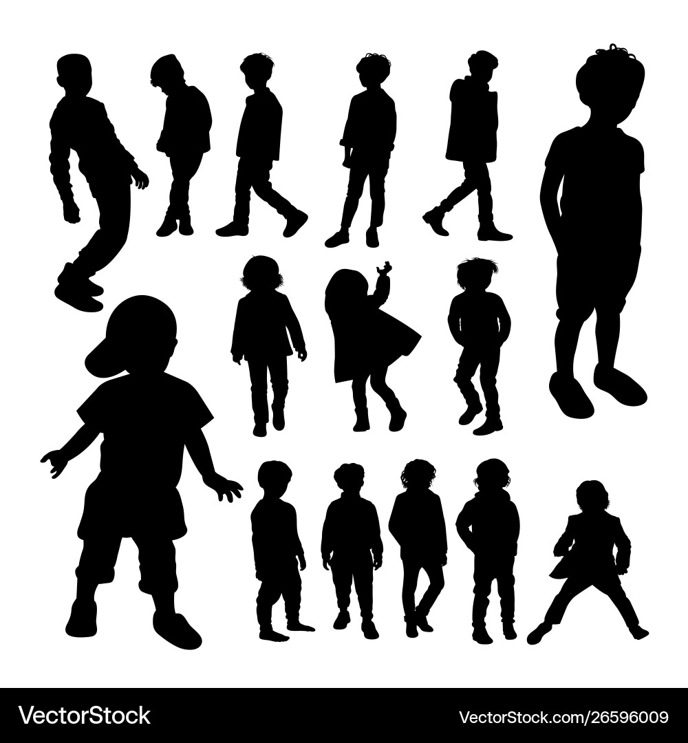 Little boy silhouettes Little boy silhouettes vector image