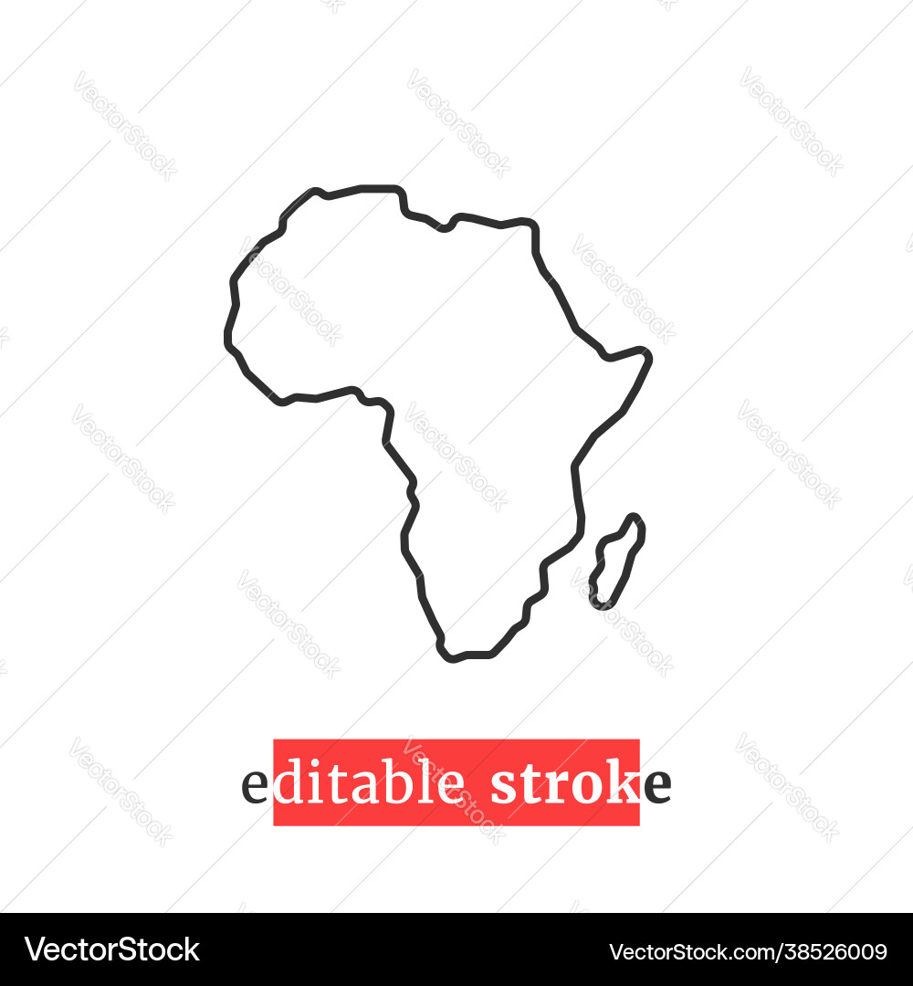 Minimal editable stroke africa map icon vector image