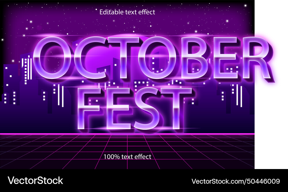 October fest editable text effect retro style October fest editable text effect retro style vector image