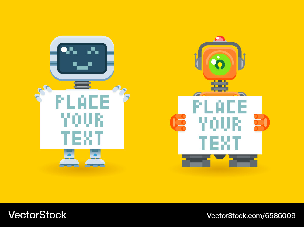 Robots with blank paper place for your text Vector Image