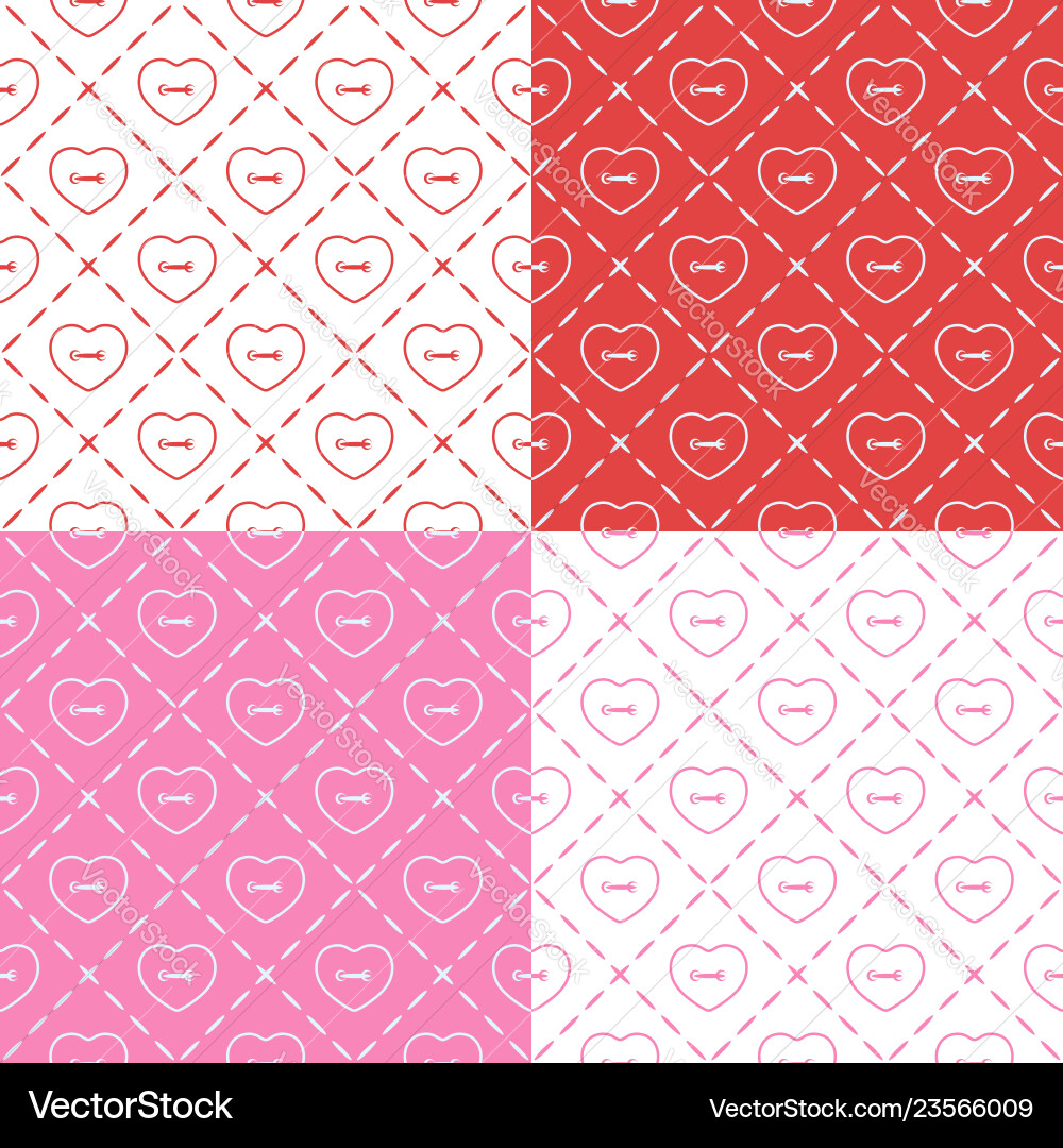 Set of seamless patterns with buttons vector image