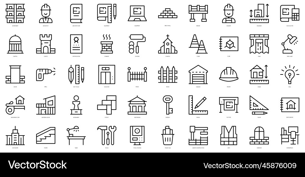 Set of thin line architecture icons vector image