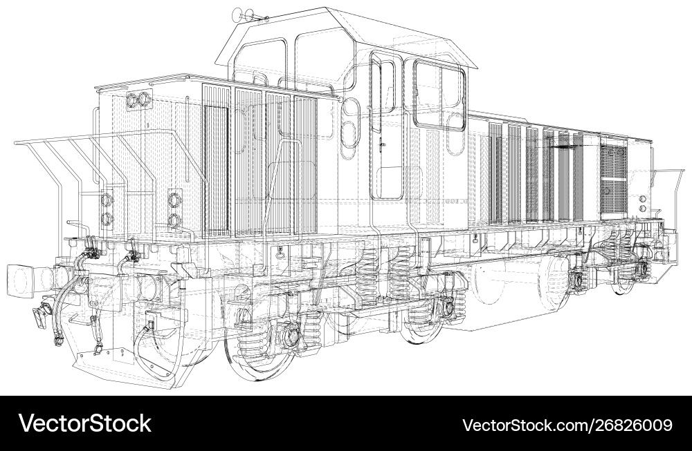 Train technical wire-frame rendering Train technical wire-frame rendering vector image