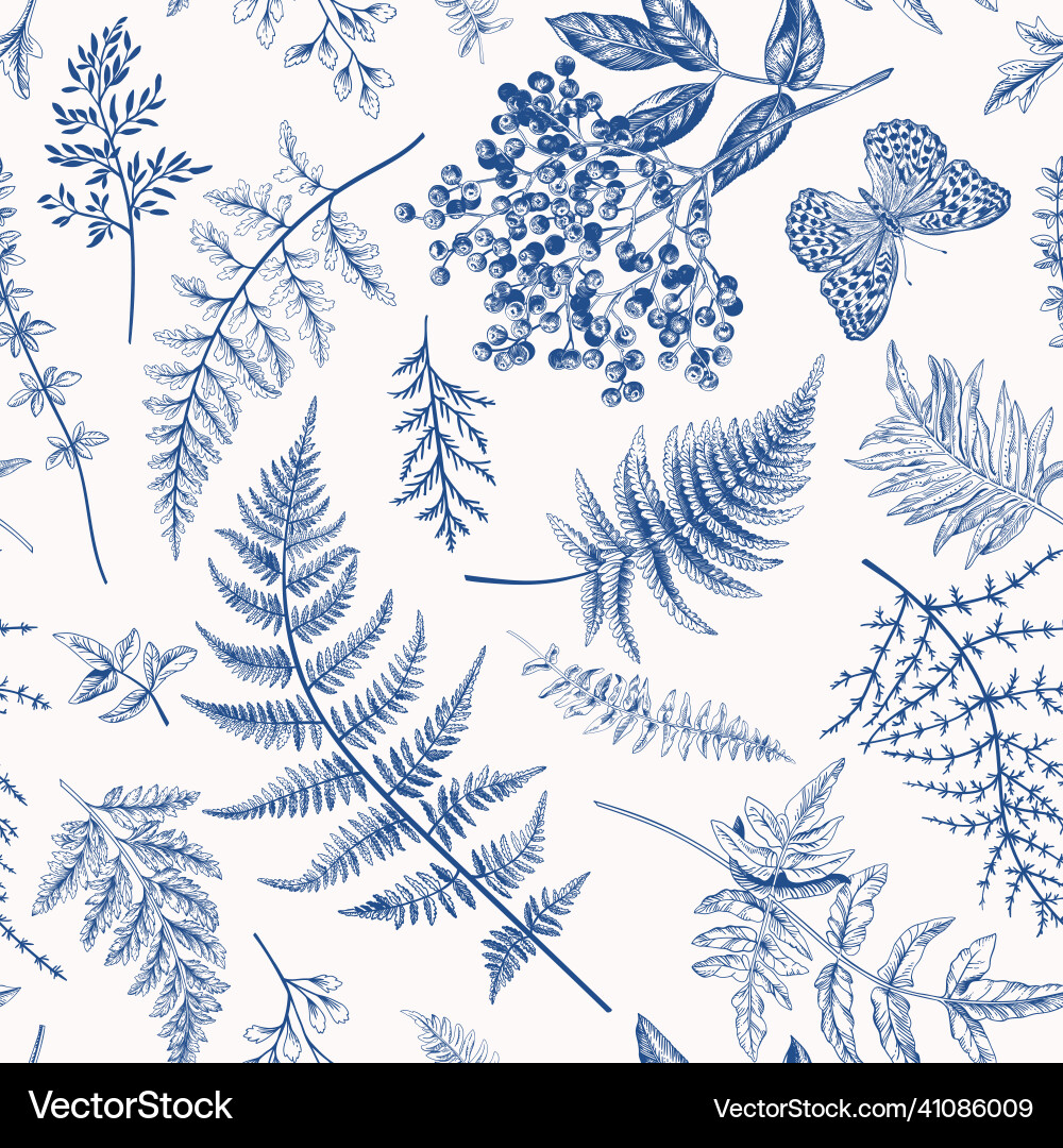 Vintage Botanical Fern Pattern Vector Image