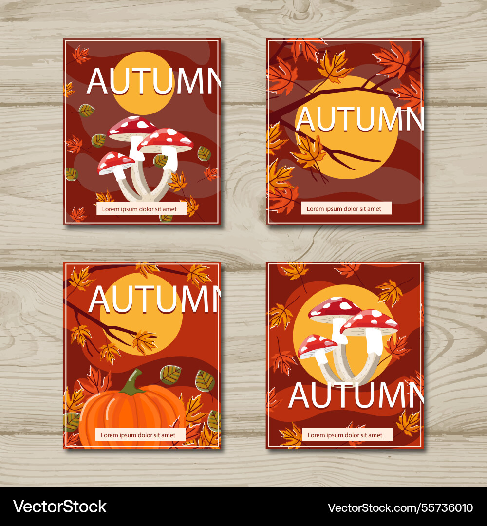 Autumn card collection with elegant style Vector Image