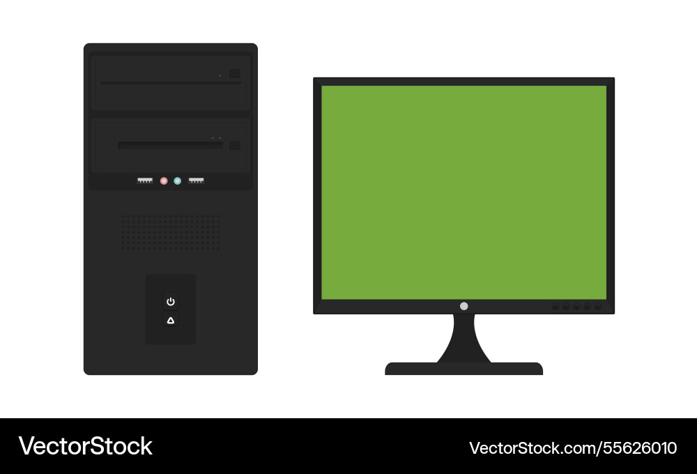 Classic desktop computer setup with monitor Classic desktop computer setup with monitor vector image