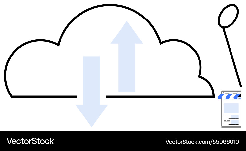 Cloud data sharing with upload and download arrows Cloud data sharing with upload and download arrows Vector Image