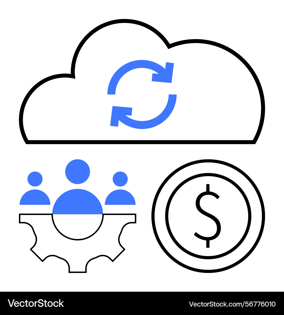 Cloud synchronization with team collaboration Cloud synchronization with team collaboration Vector Image