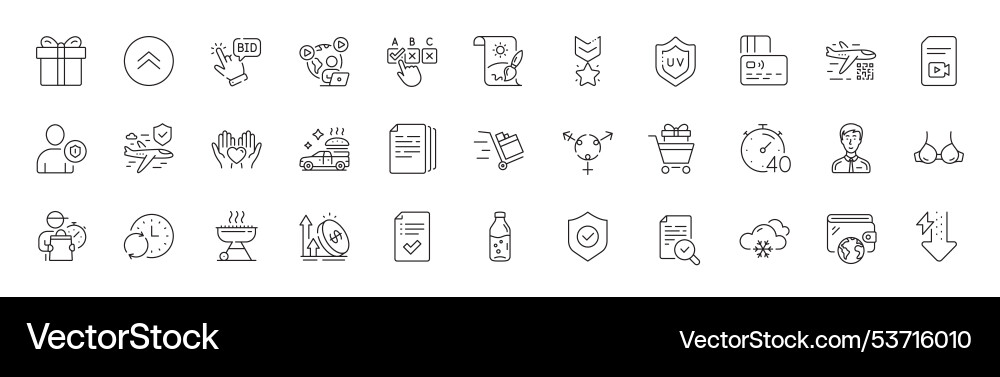 Copy documents card and security line icons Copy documents card and security line icons vector image