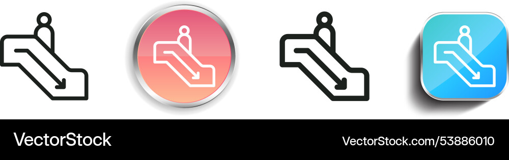 Escalator icon thin linear regular and button vector image