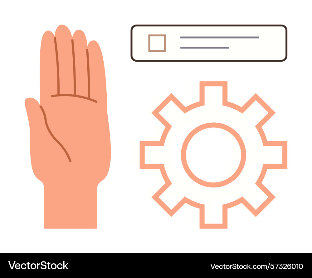 Hand gesture with settings gear and checkbox for Hand gesture with settings gear and checkbox for vector image