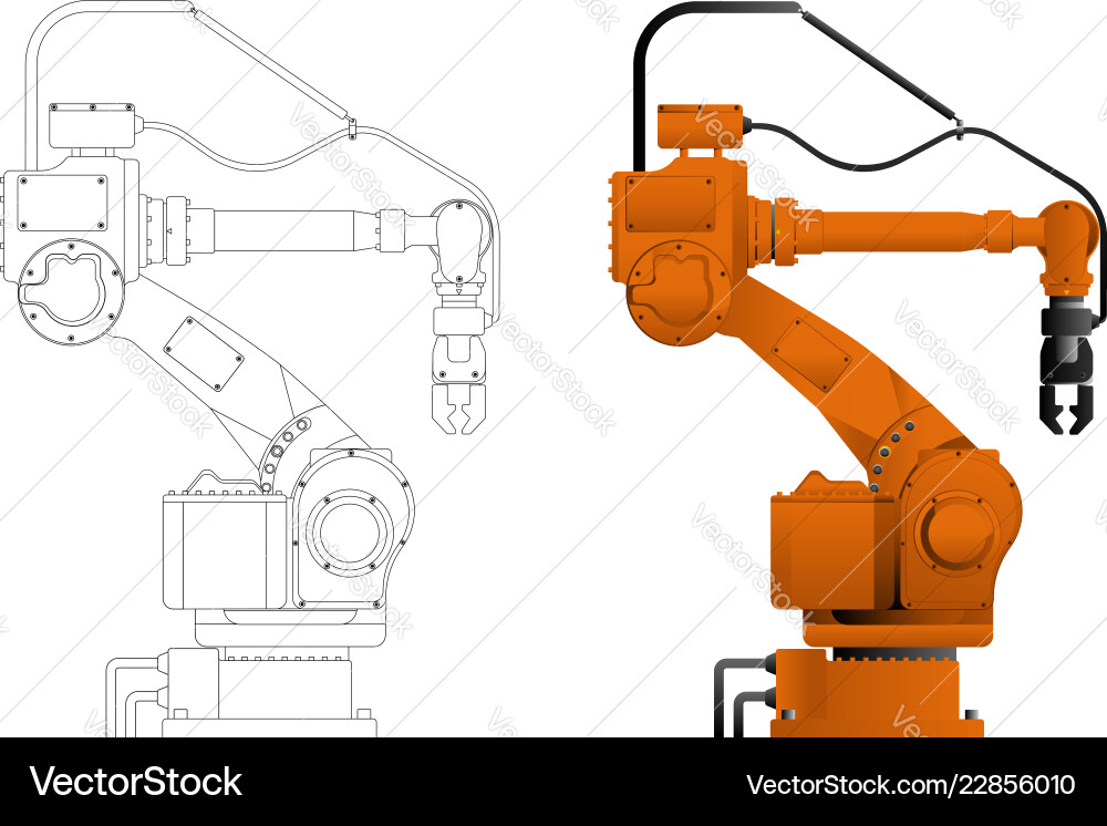 Handling robot in drawing and design vector image